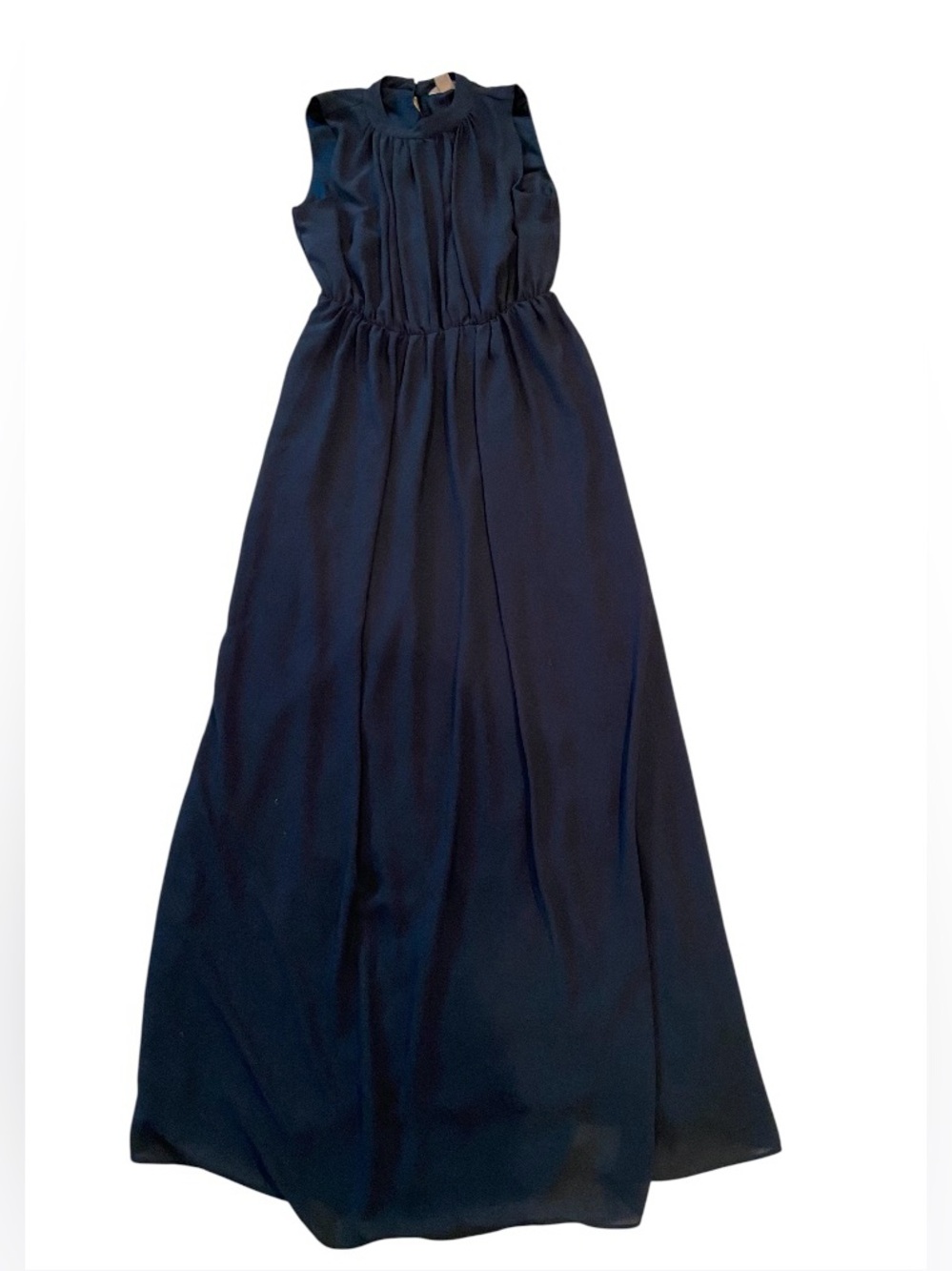 H&M Navy Sleeveless Maxi Dress with Gathered Waist